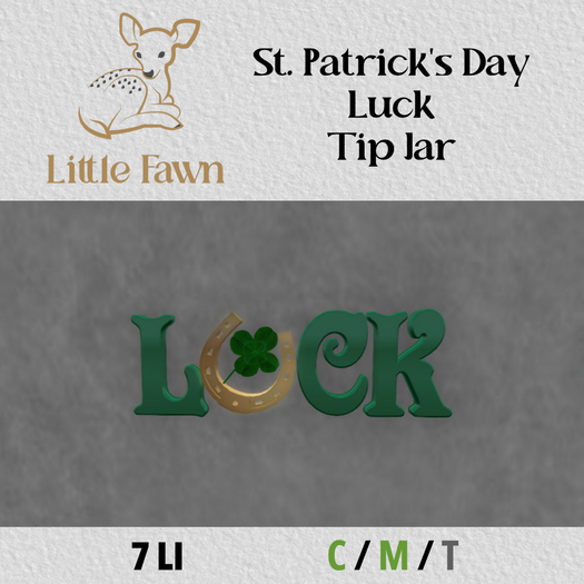 LF-St. Patrick's Day "Luck" Tip Jar 7Li **ADD**