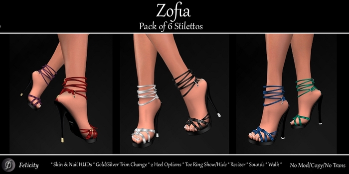SALE! *Felicity* Zofia Stilettos - Pack of 6 High Heels Stilettos (Shoes with 2 Heel Sizes)