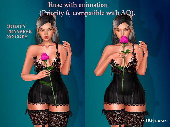 [BG] Pink rose (transfer)