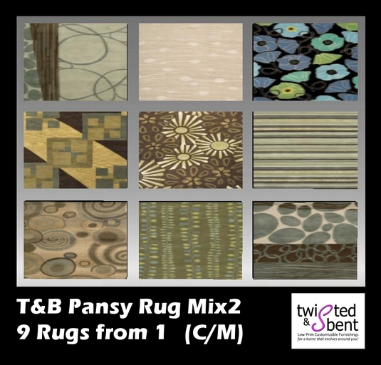 9 Rugs From One - Texture Changing Area Rug Pansy Mix2