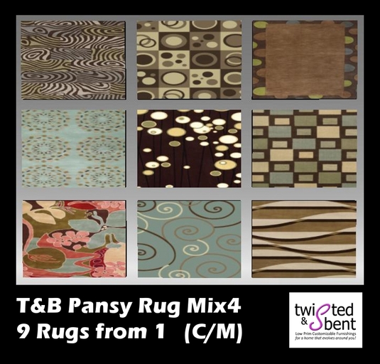 9 Rugs From One - Texture Changing Area Rug Pansy Mix4