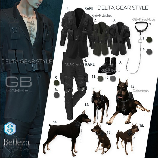 ::GB::Delta Gear Style Black Set w/ RARE (Signature)