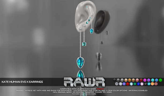 RAWR! Kate HUMAN FEMALE EvoX Earrings (add me)
