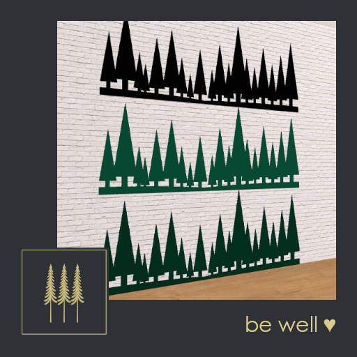 NEW ➛ Evergreen Forest Silhouette Decals in Pine Green, Spruce Green, Black & Tintable White - Mesh C/M (Add to Unpack)