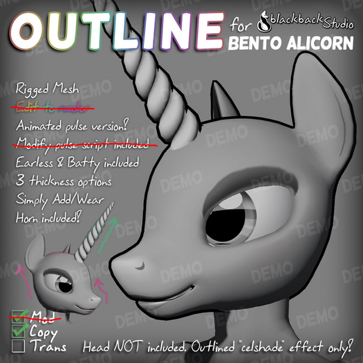 [bbS] Bento Alicorn Head outline - DEMO