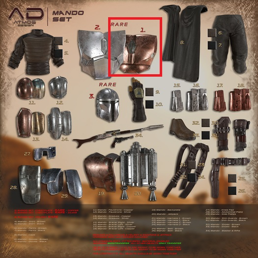 01 [AD] - RARE - Mando - CHESTPLATE - Copper - LEGACY FEMALE