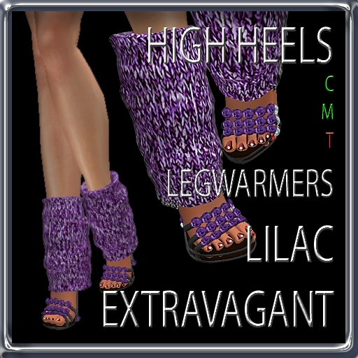 EXTRAVAGANT knitted lilac legwarmers high heels