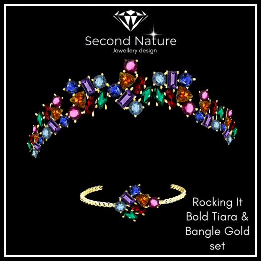 SNJ Rocking It Bold Tiara & Bangle Gold ADD!