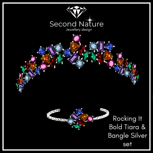 SNJ Rocking It Bold Tiara & Bangle Silver ADD!
