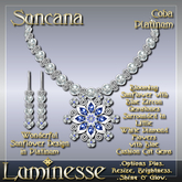 SUNCANA Coba Necklace & Earrings Set OP - Blue Zircon Blue White Diamond Platinum