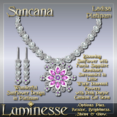 SUNCANA Ladisa Necklace & Earrings Set OP - Fuscia Sapphire Pink Purple White Diamond Platinum