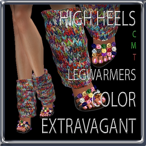 EXTRAVAGANT knitted colorful legwarmers high heels