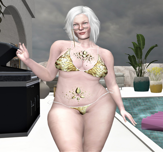 Birdy - Siren - Bikini + Body Gems+Reign Princess Satin Robe -