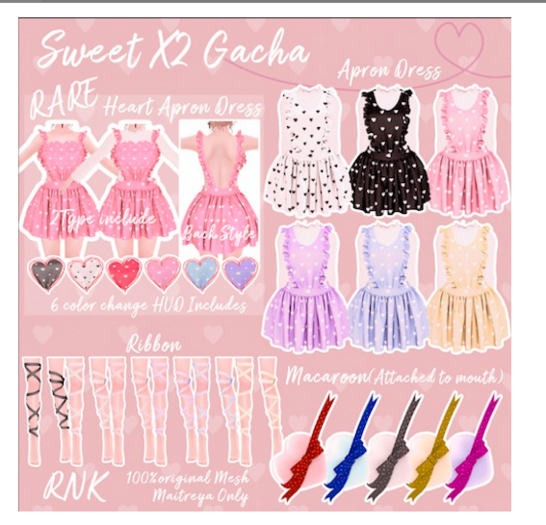 1.RNK SweetX2 Gacha-Heart Apron Dress RARE