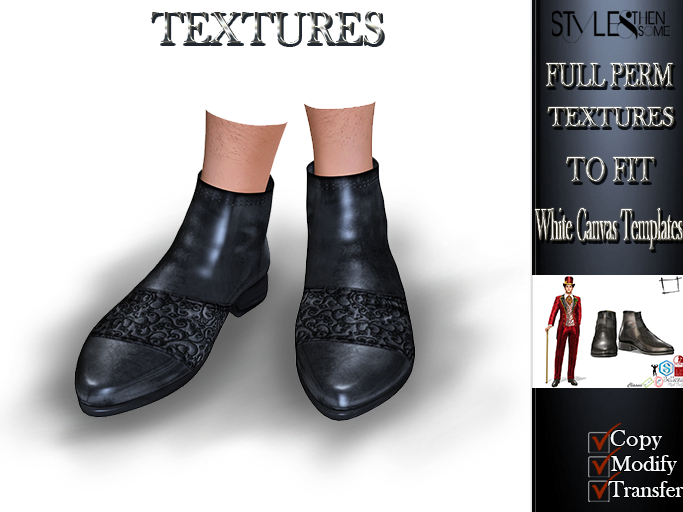 STYLE-Mens Black Pointy Toe Shoes- Texture FULL PERM