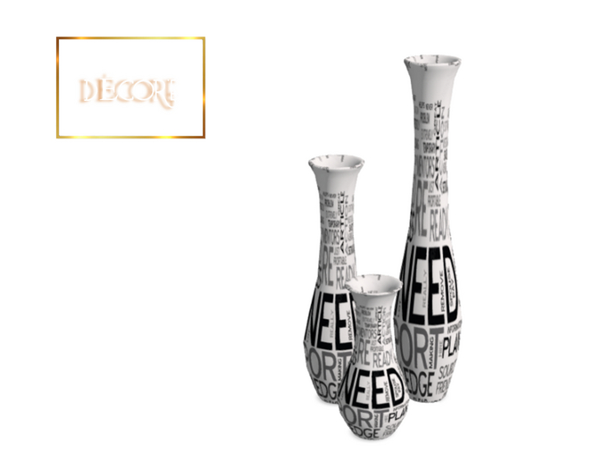 Decor'e - Decorative Flute Vase Set * BLACK TEXT