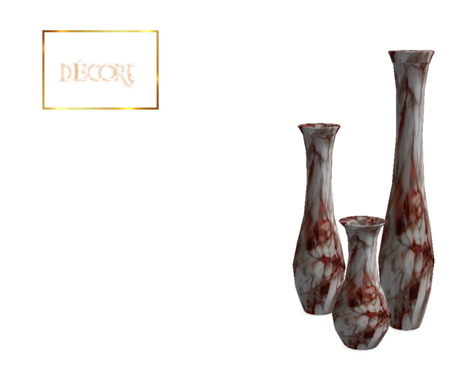 Decor'e - Decorative Flute Vase Set * RED MARBLE