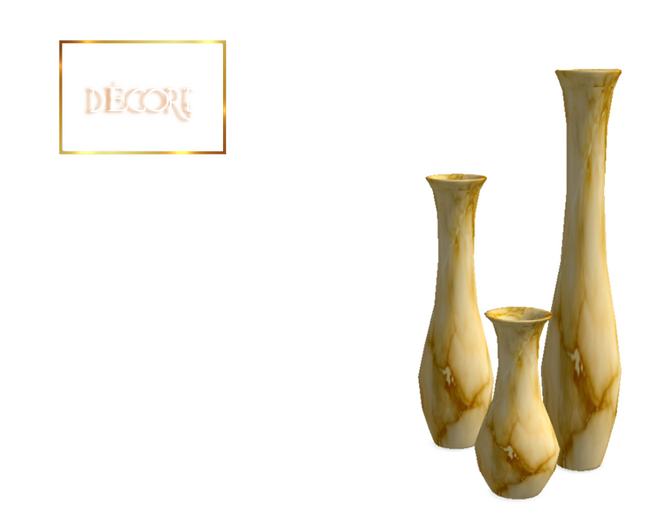 Decor'e - Decorative Flute Vase Set * YELLOW MARBLE