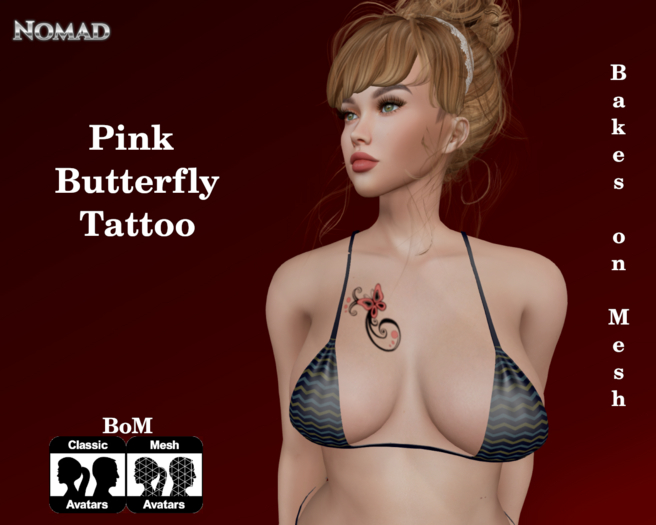Pink Butterfly Tattoo