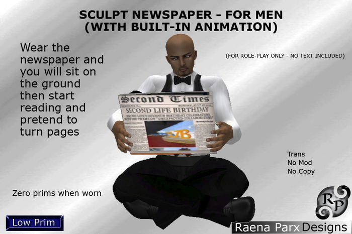 READING SCULPT NEWSPAPER FOR MEN WITH ANIMATION, SITTING  - *RPD*