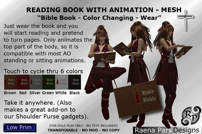 COLOR CHANGE READING BIBLE BOOK WITH ANIMATION  - *RPD*