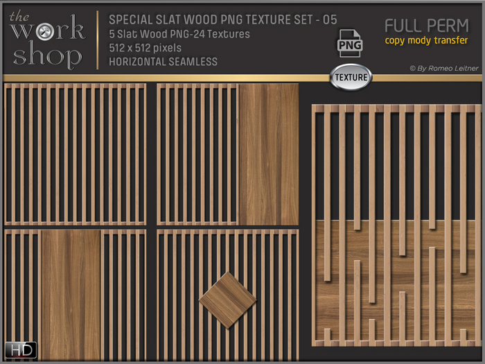 Second Life Marketplace - SPECIAL SLAT WOOD PNG TEXTURE SET - 05