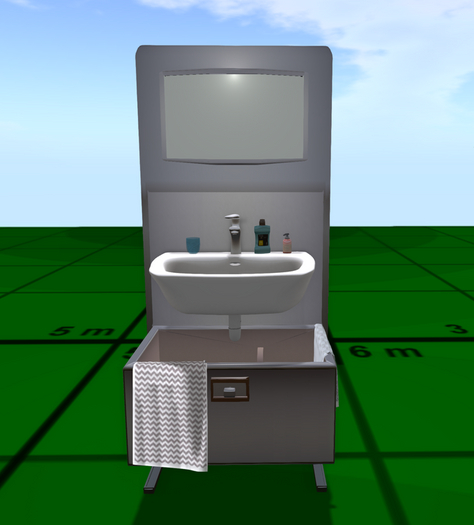 Bad-Regal mit Waschbecken (Mesh)