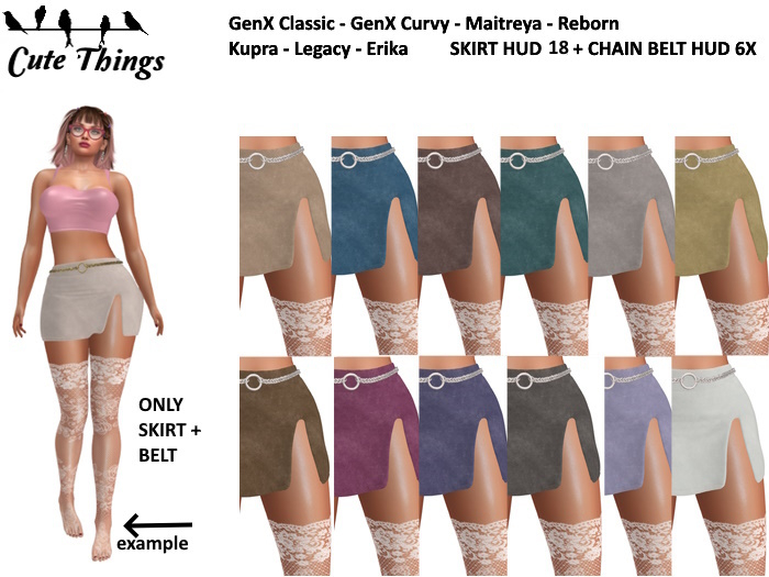 [CT] Alcantara Leather Skirt - Hud 18tx - GenX Classic - GenX Curvy - Legacy - Maitreya - Reborn - Kupra - Erika