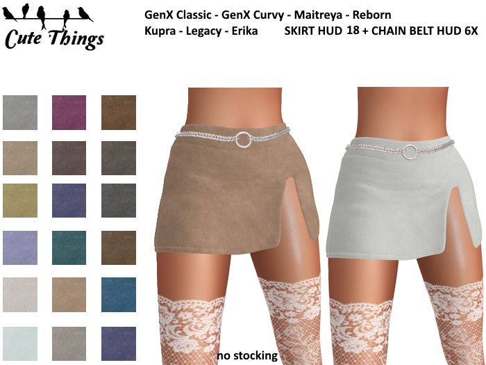 [CT] Alcantara Leather Skirt - Hud 18tx - GenX Classic - GenX Curvy - Legacy - Maitreya - Reborn - Kupra - Erika DEMO