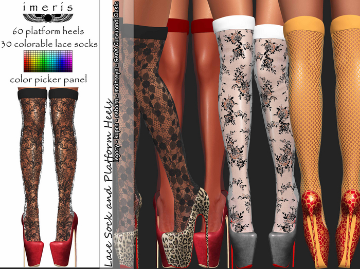imeris / LACE SOCKS AND PALTFORM HEELS