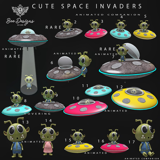 07 Bee Designs Cute Space Invaders RARE