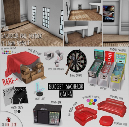 [Bad Unicorn] 'Pink' Inflatable Chair 'Budget Bachelor Set'