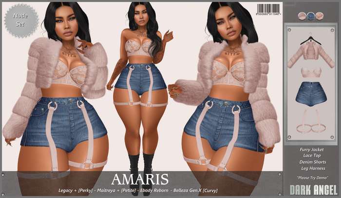 Dark Angel : Amaris Set - Nude Legacy + [Perky] - Maitreya + [Petite] - Reborn - Belleza Gen.X [Curvy]