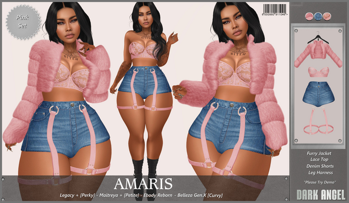 Dark Angel : Amaris Set - Pink Legacy + [Perky] - Maitreya + [Petite] - Reborn - Belleza Gen.X [Curvy]