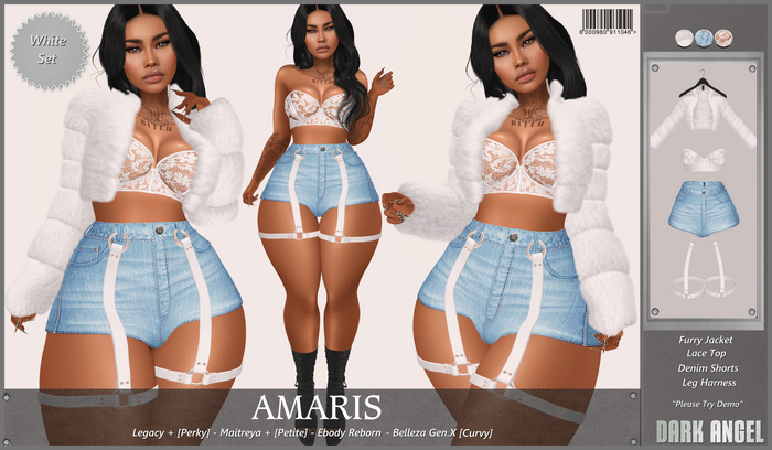 Dark Angel : Amaris Set - White Legacy + [Perky] - Maitreya + [Petite] - Reborn - Belleza Gen.X [Curvy]