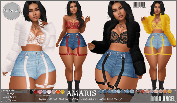 Dark Angel : Amaris Set - Fatpack Legacy + [Perky] - Maitreya + [Petite] - Reborn - Belleza Gen.X [Curvy]
