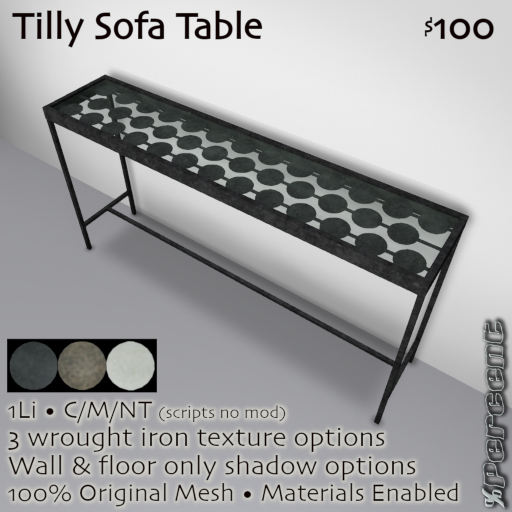 % Tilly Sofa Table *MESH*