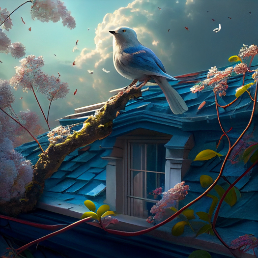AI ART Blue White Bird