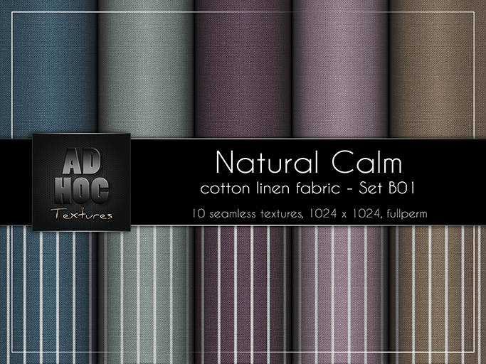 AD HOC - NATURAL CALM - Set B01 - Cotton Linen Fabric (solids & stripes)