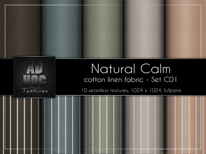 AD HOC - NATURAL CALM - Set C01 - Cotton Linen Fabric (solids & stripes)