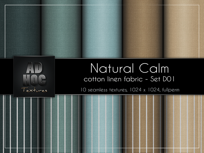 AD HOC - NATURAL CALM - Set D01 - Cotton Linen Fabric (solids & stripes)