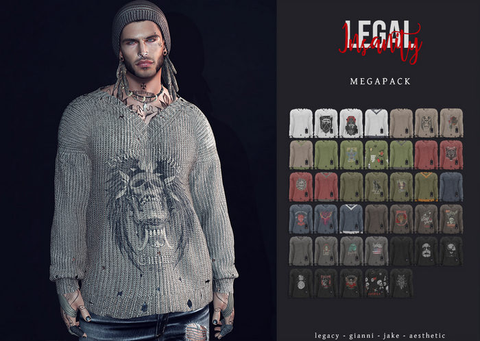 Legal Insanity - Grunge vneck MEGAPACK