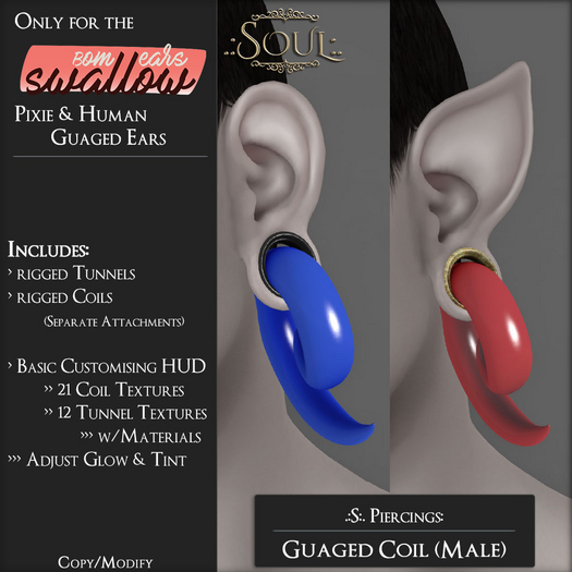 .:S:. Piercings: Guaged Coil: Male