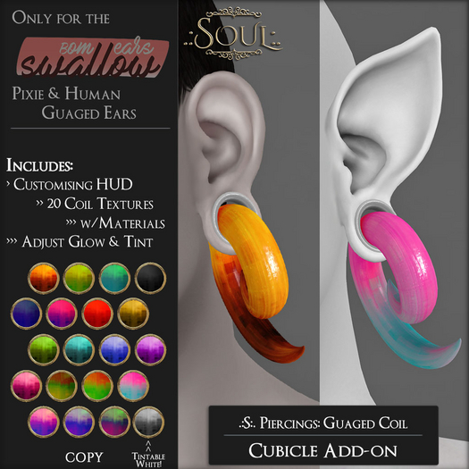 .:S:. Piercings: Guaged Coil: AddOn: Cubicle