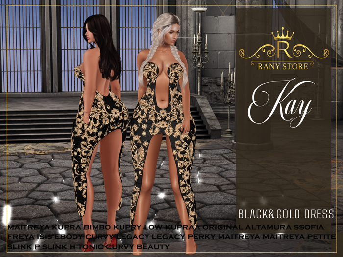 ~Rany~Kay Black&Gold Dress 