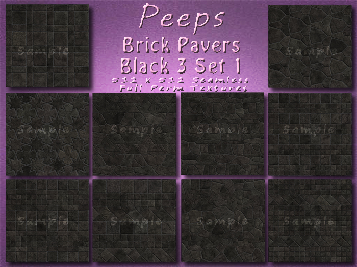 Peeps Textures Brick Pavers Black 3 Set 1