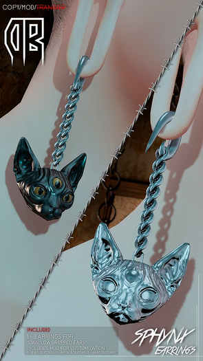 [The DeadBoy] Sphynx Earrings V2.2 (Swallow Ears)