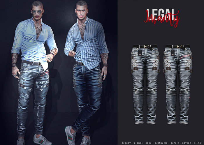 Legal Insanity - Vasco bleached studded denims