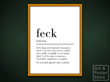 Feck - Irish Slang Poster | Mesh Frame with 6 texture options 