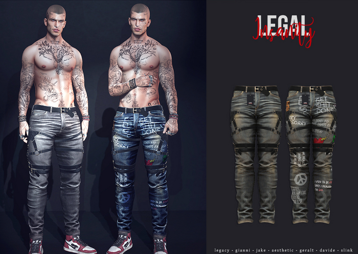 Legal Insanity - Bruce harness denims old